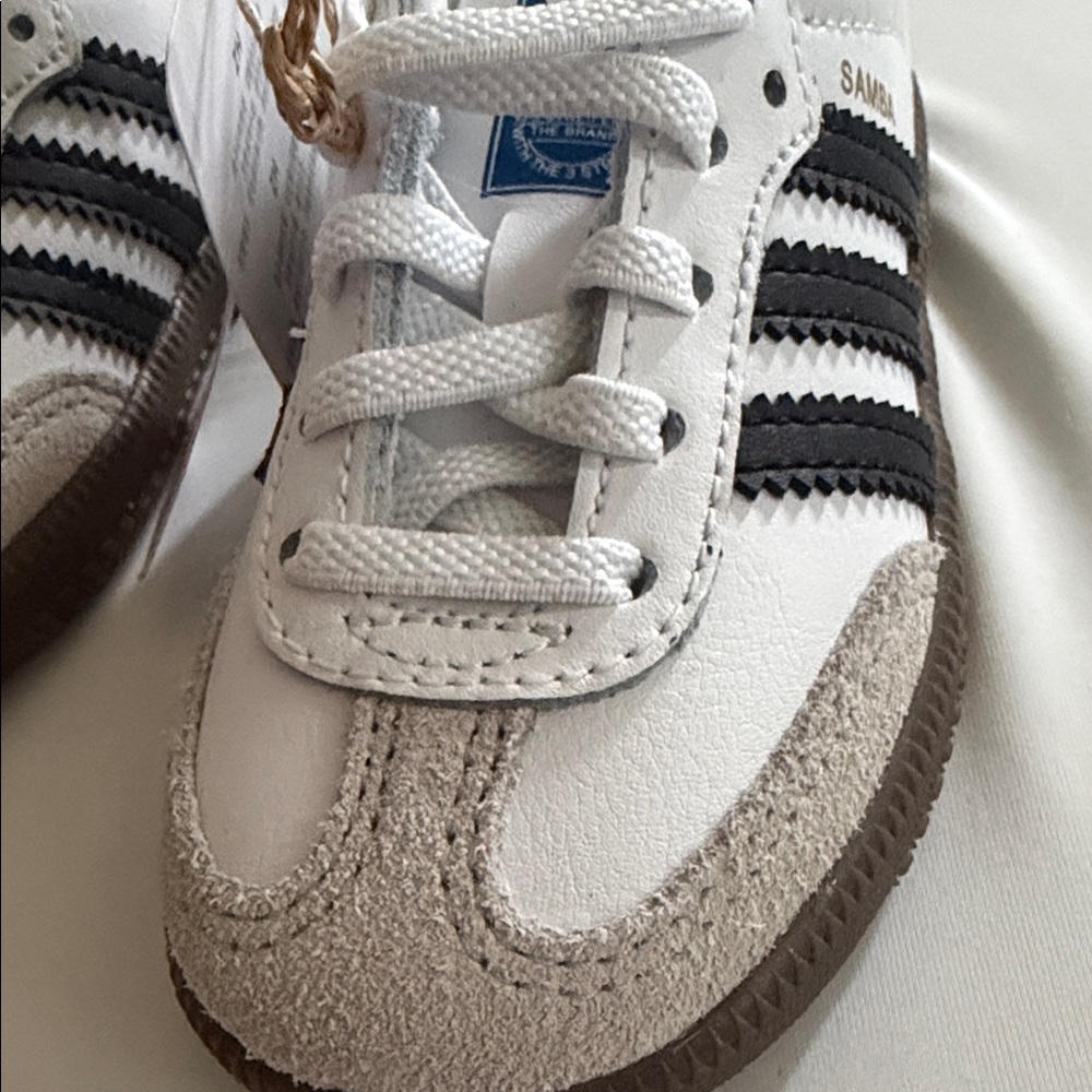 adidas Kids Samba OG White with Black Stripes Sneakers - Picture 3 of 4